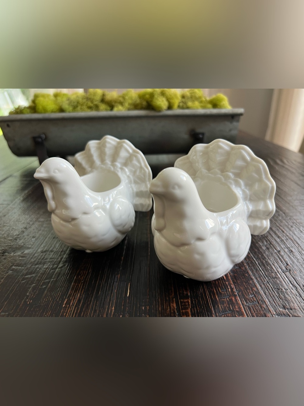 Yankee Candle Co Set of 2 White Ceramic Turkey Candle Holders